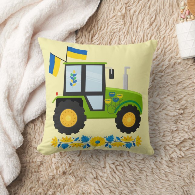 Whimsical Ukraine Tractor   Cushion (Blanket)