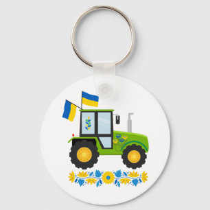 Whimsical Ukraine Tractor  Key Ring