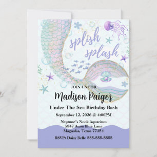 Whimsical Under the Sea Mermaid Birthday Invitation