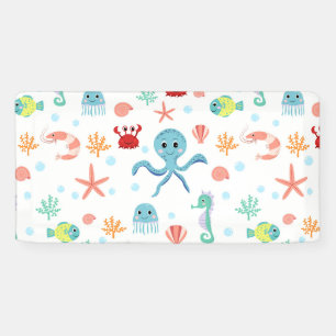 Whimsical Underwater Sea Creatures Banner