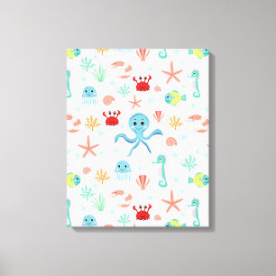 Whimsical Underwater Sea Creatures Canvas Print