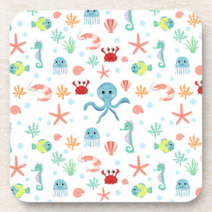 Whimsical Underwater Sea Creatures Coaster