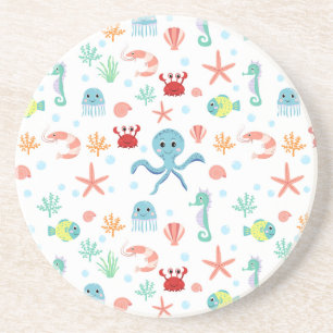Whimsical Underwater Sea Creatures Coaster