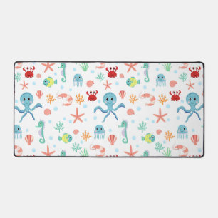Whimsical Underwater Sea Creatures Desk Mat