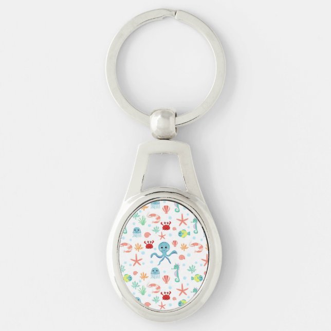 Whimsical Underwater Sea Creatures Key Ring (Front)