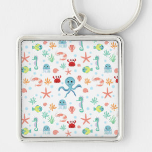 Whimsical Underwater Sea Creatures Key Ring