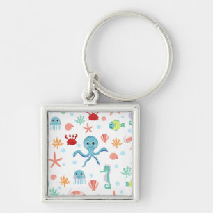 Whimsical Underwater Sea Creatures Key Ring