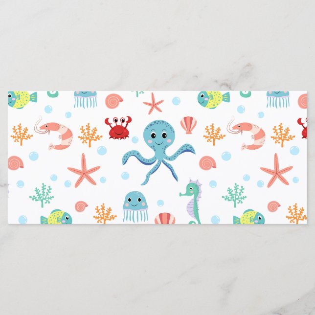Whimsical Underwater Sea Creatures Menu (Front)
