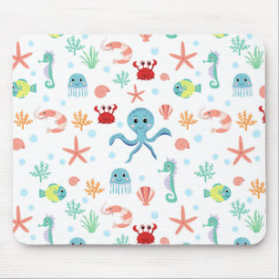 Whimsical Underwater Sea Creatures Mouse Pad
