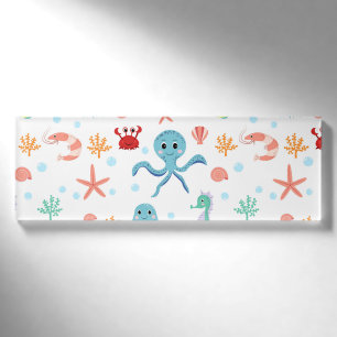 Whimsical Underwater Sea Creatures Name Tag