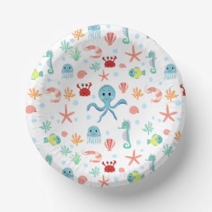 Whimsical Underwater Sea Creatures Paper Plate