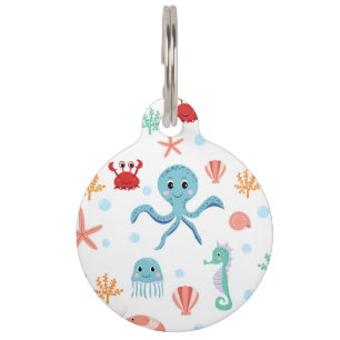 Whimsical Underwater Sea Creatures Pet Tag