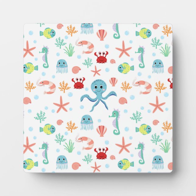 Whimsical Underwater Sea Creatures Plaque (Front)