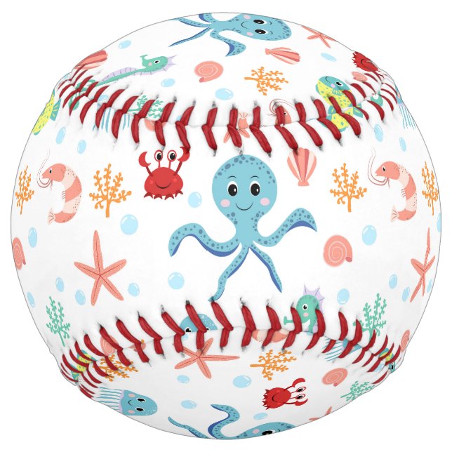 Whimsical Underwater Sea Creatures Softball (Front)