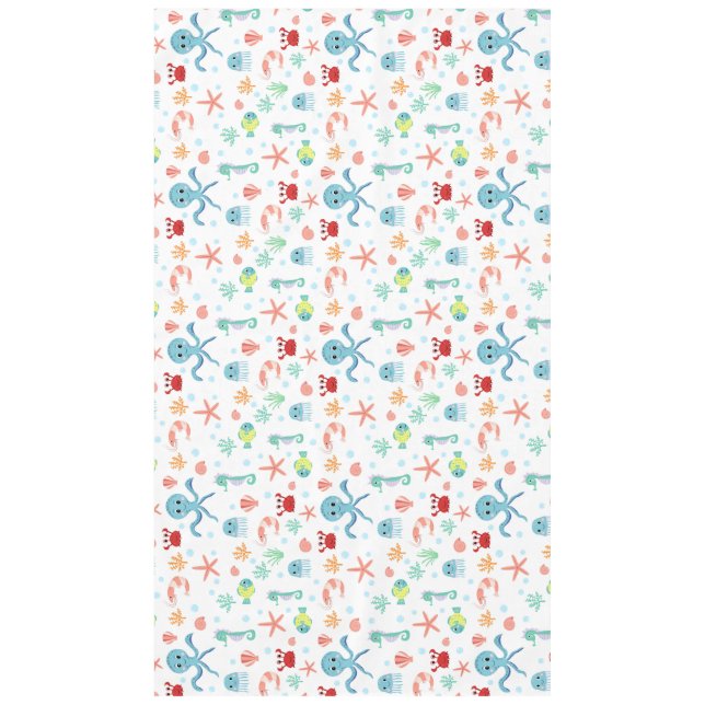 Whimsical Underwater Sea Creatures Tablecloth (Front)