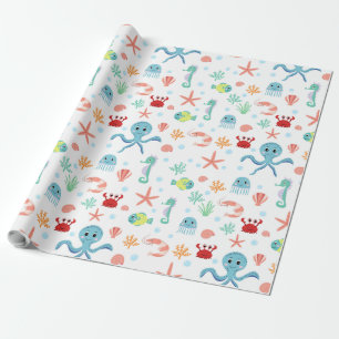 Whimsical Underwater Sea Creatures Wrapping Paper