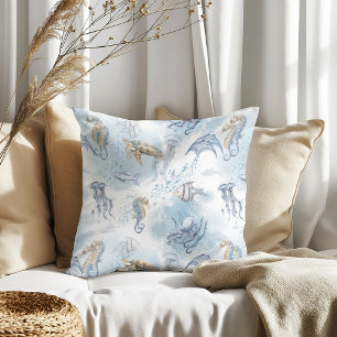 Whimsical Underwater World – Sea Creatures Pattern Cushion