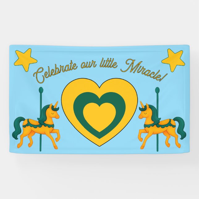 Whimsical Unicorn Baby Shower/heart/stars Banner (Horizontal)
