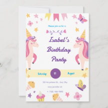 Whimsical Unicorn Birthday Invitation 