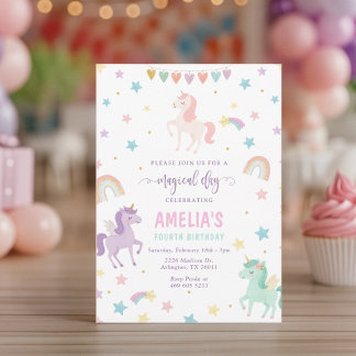 Whimsical Unicorn Birthday Invitation