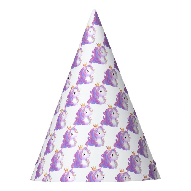 Whimsical Unicorn Birthday Party Hat (Front)