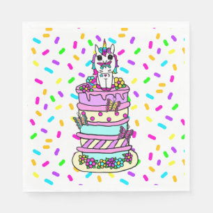 Whimsical Unicorn Butterfly and Sprinkles Birthday Napkin