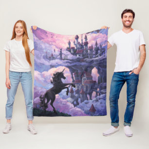 Whimsical Unicorn Castle Fleece Blanket