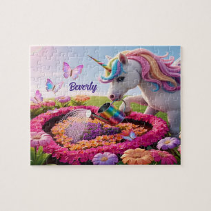 Whimsical Unicorn Garden Art, Magical Butterfly Jigsaw Puzzle