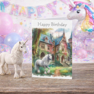 Whimsical Unicorn Girls Birthday Greeting Card
