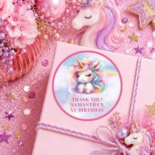 Whimsical Unicorn Magical Day Pastel Birthday Stic Classic Round Sticker