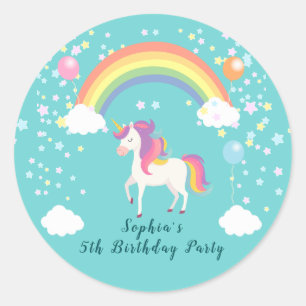 Whimsical Unicorn Party Classic Round Sticker
