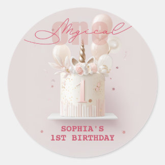 Whimsical Unicorn Party Classic Round Sticker