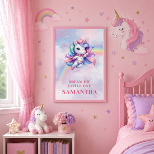 Whimsical Unicorn Pastel Colours Birthday Wall Art