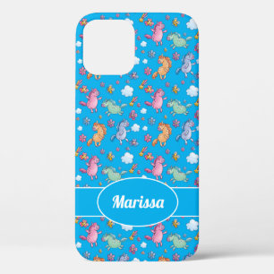 Whimsical Unicorns and Bright Pretty Flowers iPhone 12 Pro Case