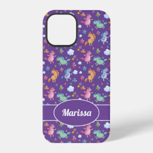 Whimsical Unicorns and Bright Pretty Flowers iPhone 12 Pro Case