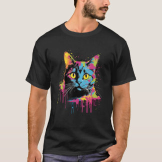 Whimsical Urban Elegance Cat Drawing Delight T-Shirt