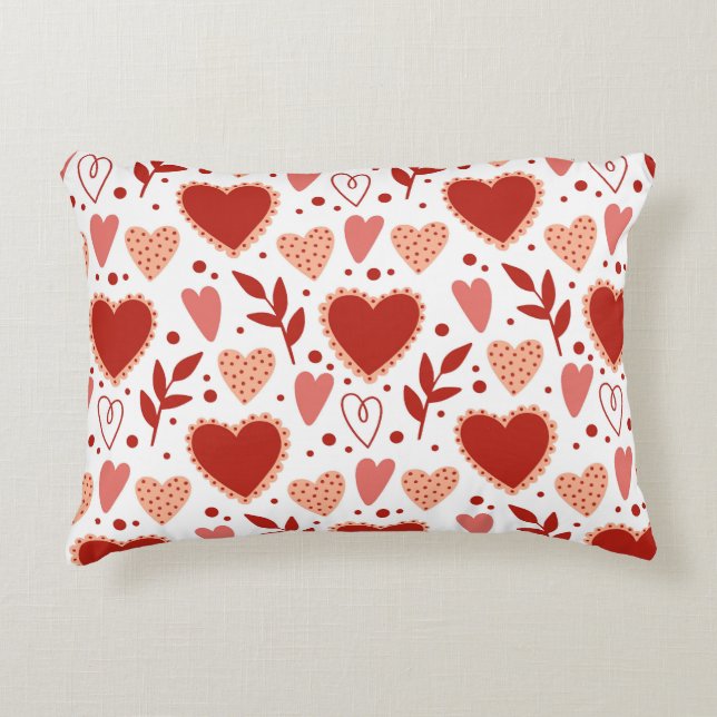 Whimsical Valentine Heart Pattern Decorative Cushion (Front)