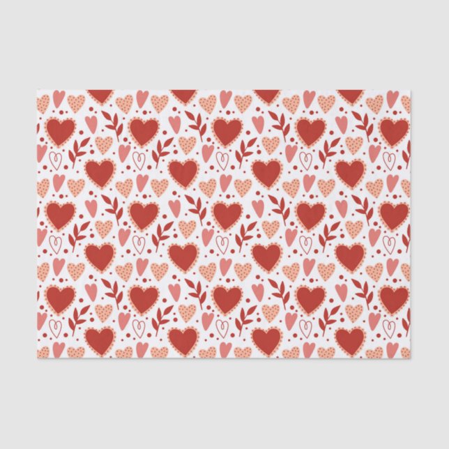 Whimsical Valentine Heart Pattern Tissue Paper (Front)