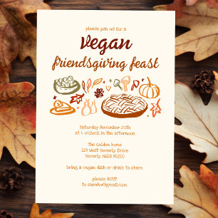 Whimsical VEGAN Thanksgiving Friendsgiving CUSTOM  Invitation