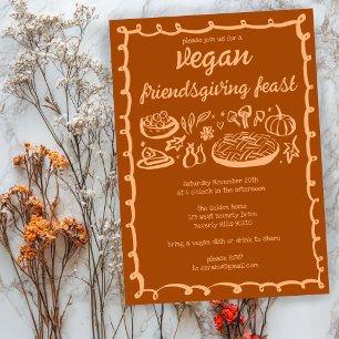 Whimsical VEGAN Thanksgiving Friendsgiving CUSTOM  Invitation