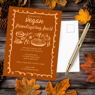 Whimsical VEGAN Thanksgiving Friendsgiving CUSTOM Postcard