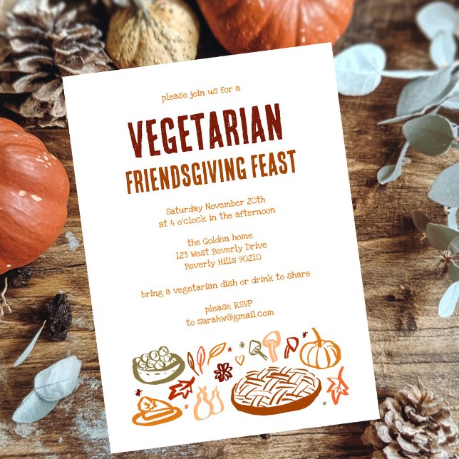 Whimsical VEGETARIAN Thanksgiving Friendsgiving Invitation (Whimsical VEGETARIAN VEGAN Thanksgiving Friendsgiving Invitation
)