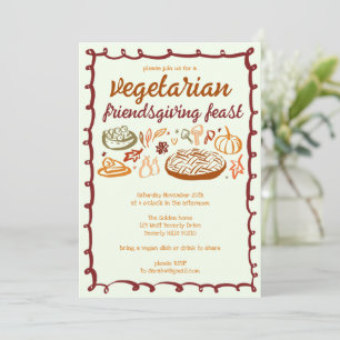 Whimsical VEGETARIAN Thanksgiving Friendsgiving Invitation