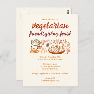 Whimsical VEGETARIAN Thanksgiving Friendsgiving Postcard