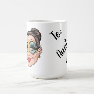 Whimsical Venetian Mask Portrait with Floral Flair Coffee Mug