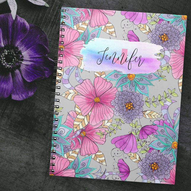 Whimsical Vibrant Colourful Watercolor Florals Notebook (Creator Uploaded)