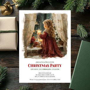 Whimsical Victorian Little Girl Awaiting Santa  Invitation