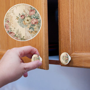 Whimsical Victorian Roses Ceramic Knob