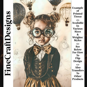 Whimsical Victorian Steampunk Girl W7 Decoupage Tissue Paper