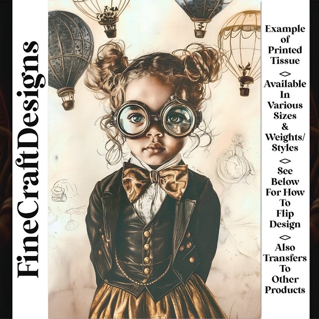 Whimsical Victorian Steampunk Girl W7 Decoupage Tissue Paper (Creator Uploaded)